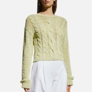 NWT VINCE Cable Knit Sweater Pale Lime Green Small
